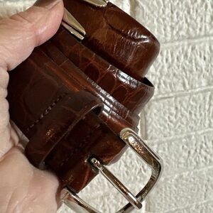 VINTAGE FH CROC EMBOSSED LEATHER BROWN BELT 42 MADE IN CANADA